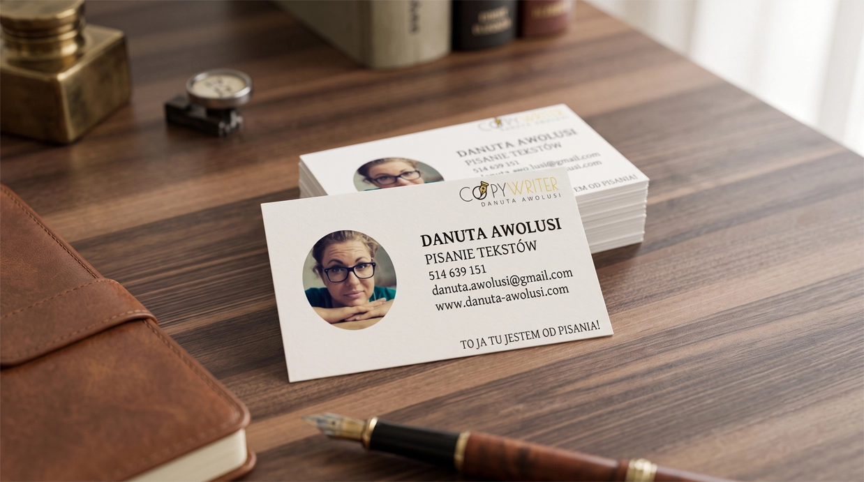 Wizytówka dla copywriterki - Danuta Awolusi - realizacje Idea For Design