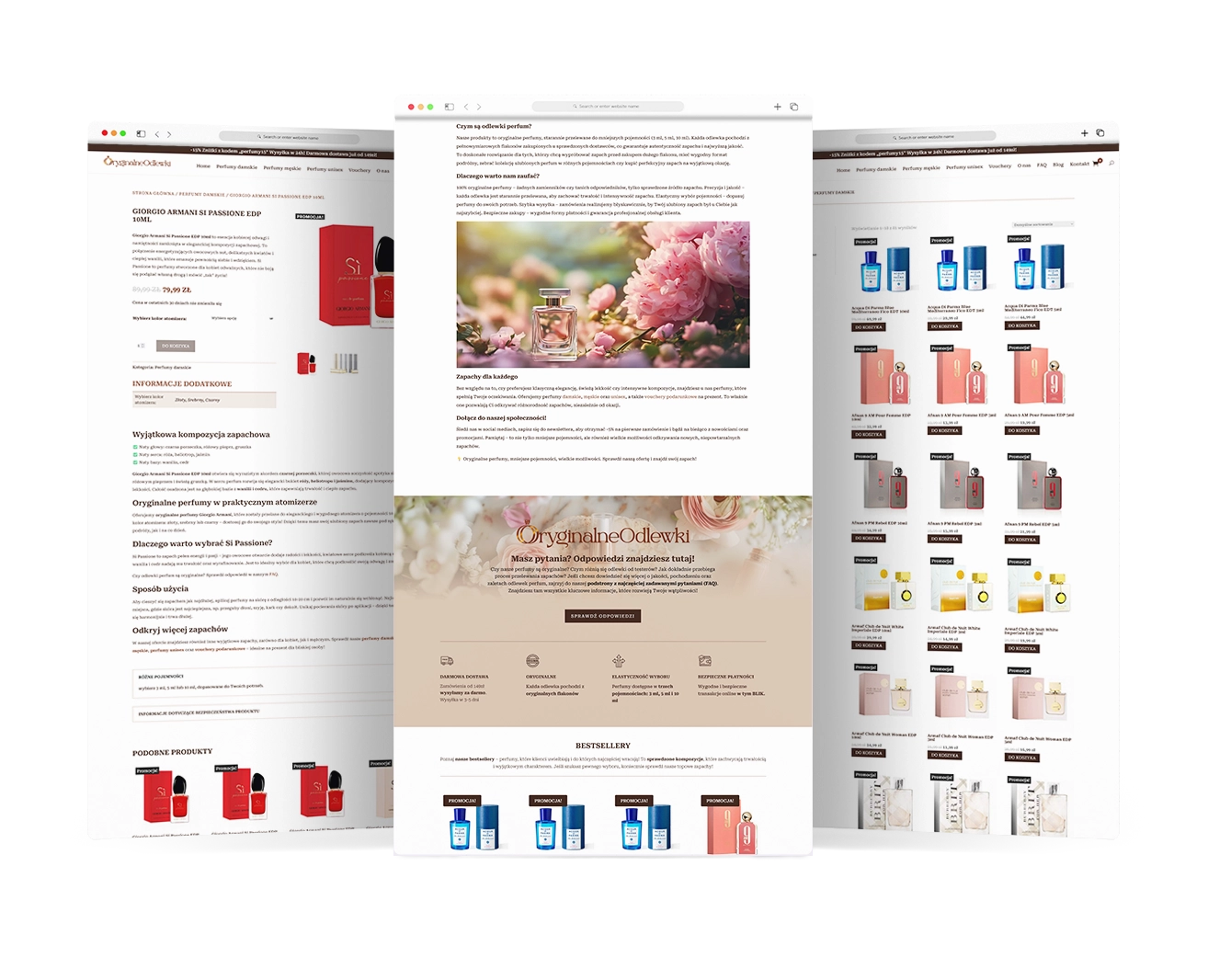 Sklep WooCommerce z odlewkami perfum - prezentacja na ekranach - Oryginalne Odlewki