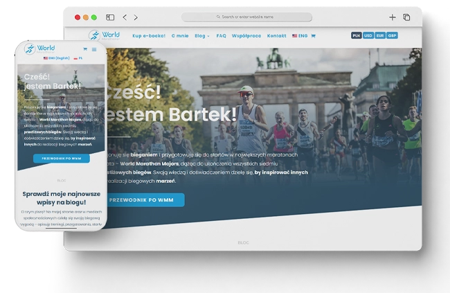 Strona www dla biegacza - widok strony głównej - WorldMarathoner