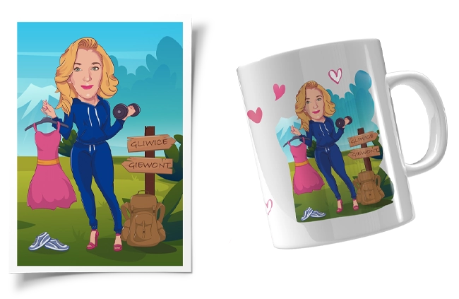 Digital caricature for mug and poster